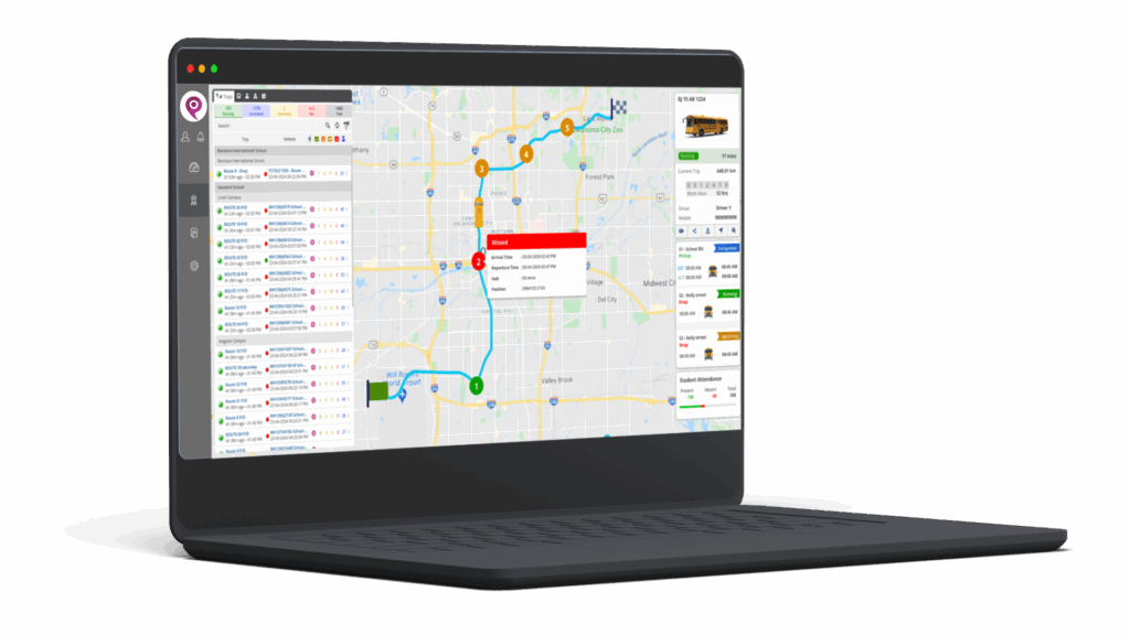 Laptop showing Auratraq vehicle tracking dashboard for fleet management